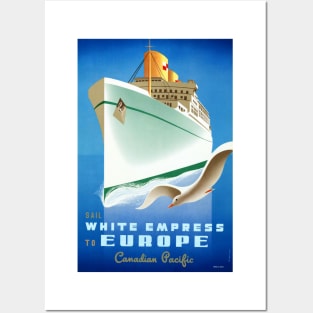 Vintage Travel Poster Canada Sail with the White Empress to Europe Posters and Art